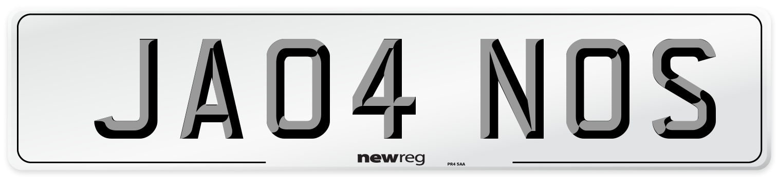 JA04 NOS Number Plate from New Reg